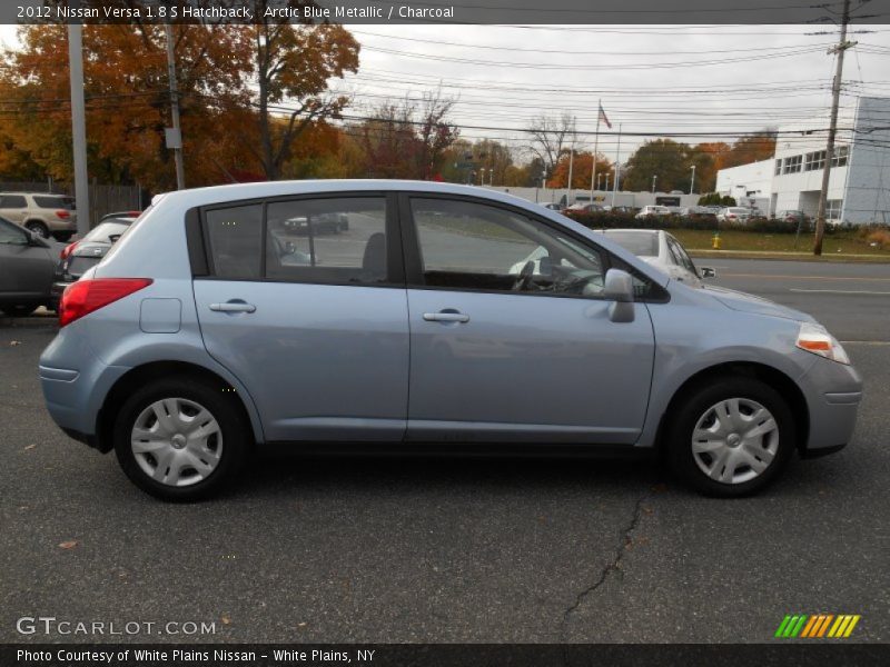 Arctic Blue Metallic / Charcoal 2012 Nissan Versa 1.8 S Hatchback