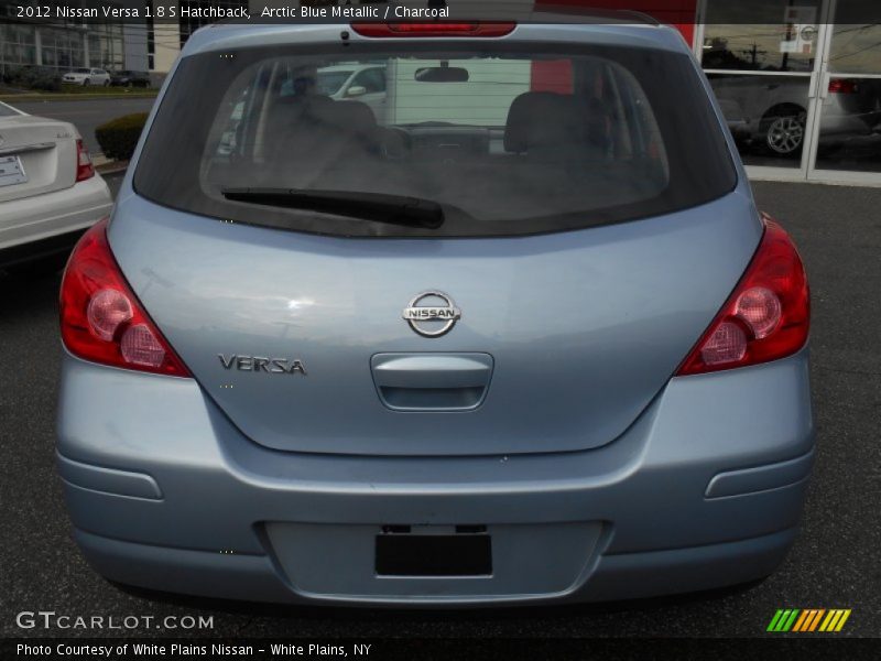 Arctic Blue Metallic / Charcoal 2012 Nissan Versa 1.8 S Hatchback