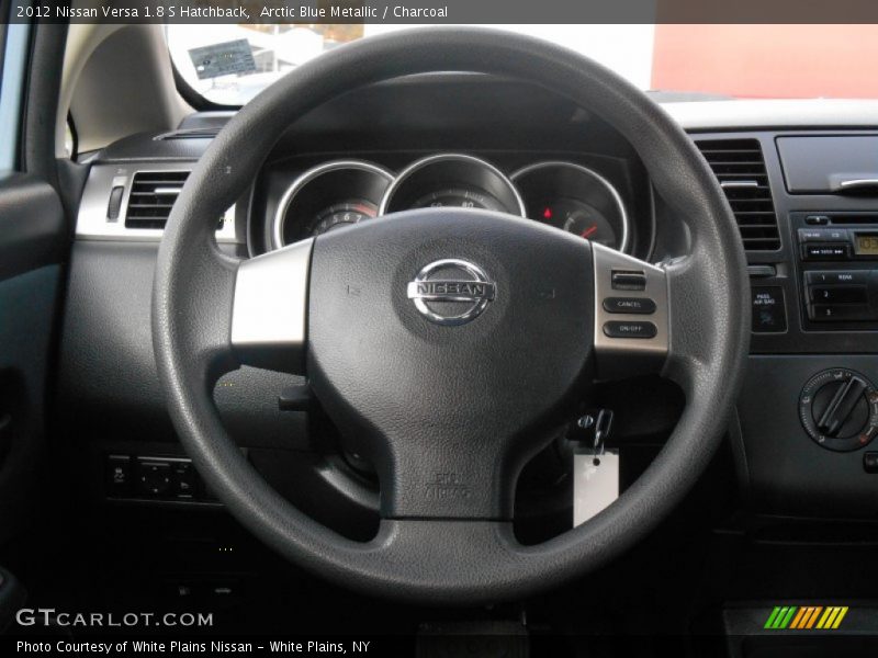 Arctic Blue Metallic / Charcoal 2012 Nissan Versa 1.8 S Hatchback