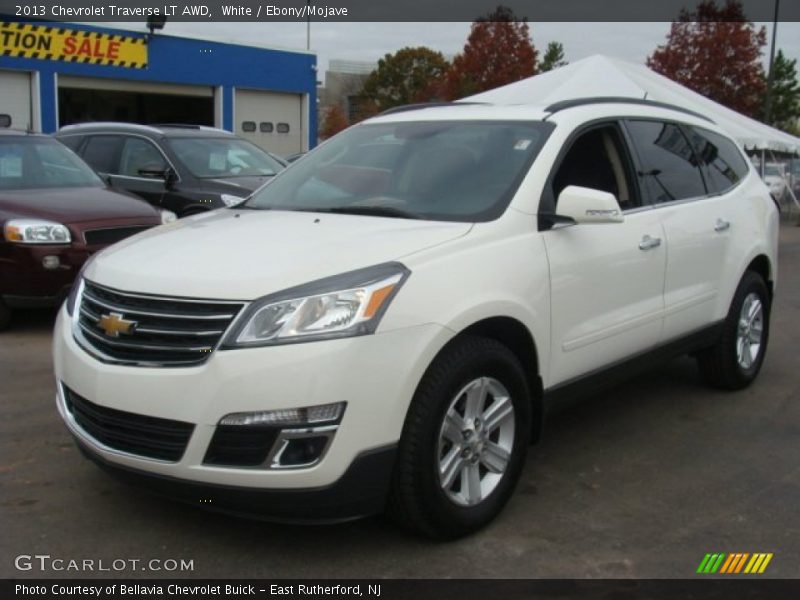White / Ebony/Mojave 2013 Chevrolet Traverse LT AWD