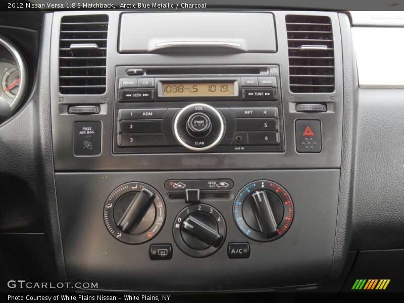 Arctic Blue Metallic / Charcoal 2012 Nissan Versa 1.8 S Hatchback