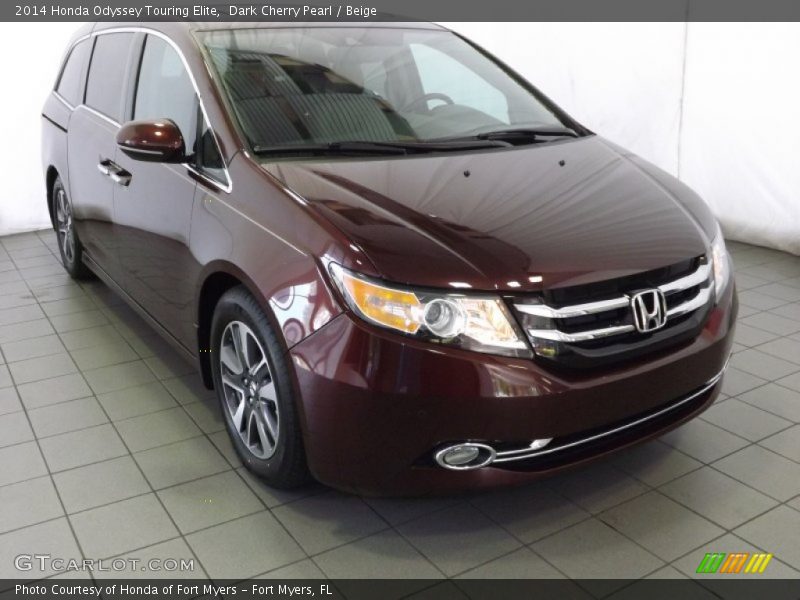 Dark Cherry Pearl / Beige 2014 Honda Odyssey Touring Elite