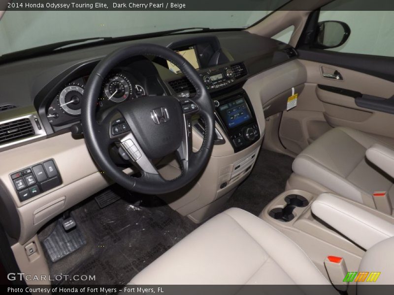 Dark Cherry Pearl / Beige 2014 Honda Odyssey Touring Elite