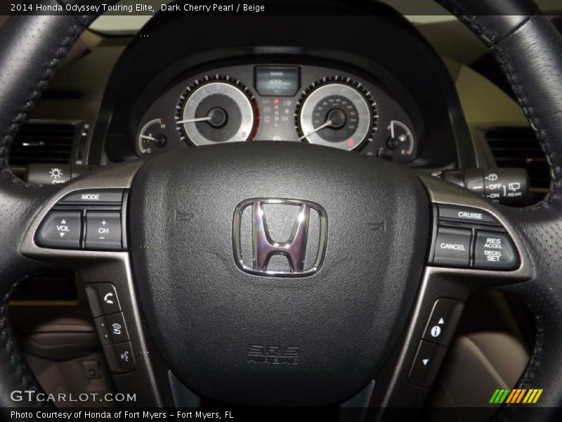 Dark Cherry Pearl / Beige 2014 Honda Odyssey Touring Elite