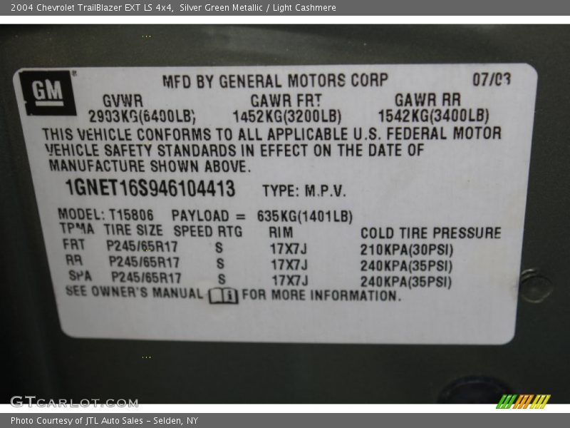 Silver Green Metallic / Light Cashmere 2004 Chevrolet TrailBlazer EXT LS 4x4