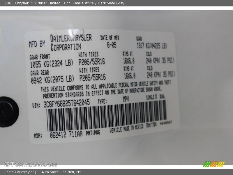 Cool Vanilla White / Dark Slate Gray 2005 Chrysler PT Cruiser Limited