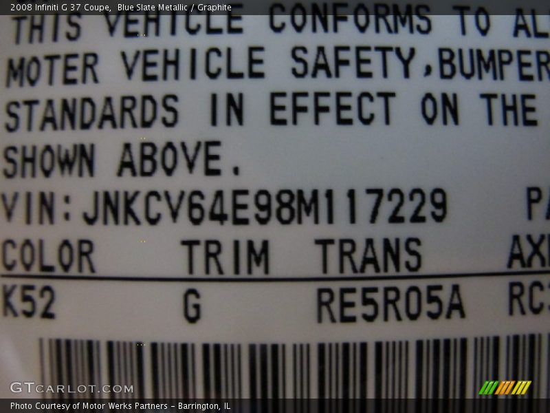 Blue Slate Metallic / Graphite 2008 Infiniti G 37 Coupe