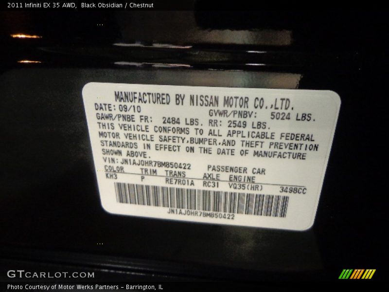 Black Obsidian / Chestnut 2011 Infiniti EX 35 AWD