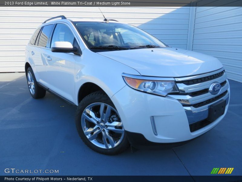 White Platinum Tri-Coat / Medium Light Stone 2013 Ford Edge Limited