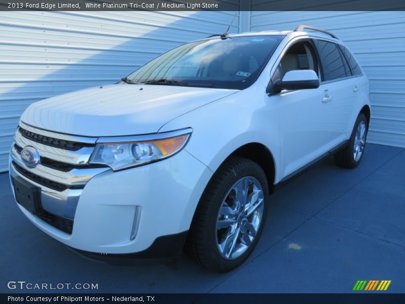 White Platinum Tri-Coat / Medium Light Stone 2013 Ford Edge Limited