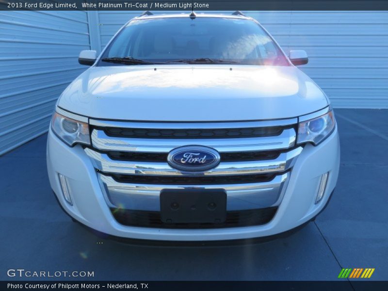 White Platinum Tri-Coat / Medium Light Stone 2013 Ford Edge Limited