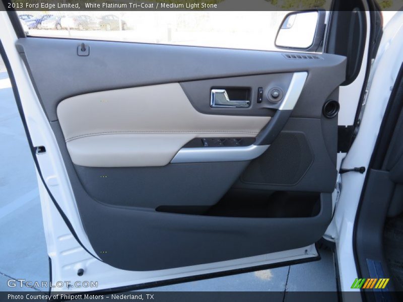 White Platinum Tri-Coat / Medium Light Stone 2013 Ford Edge Limited