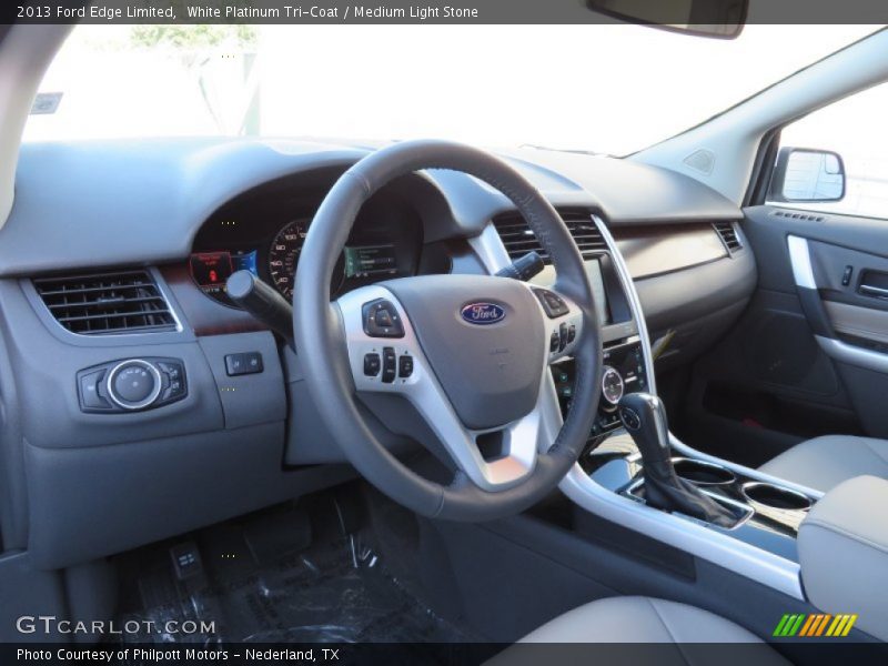 White Platinum Tri-Coat / Medium Light Stone 2013 Ford Edge Limited