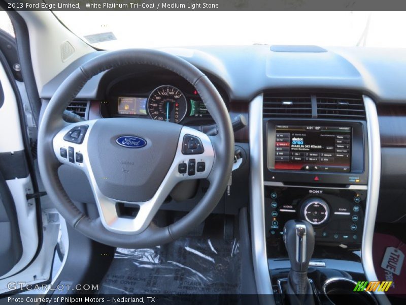 White Platinum Tri-Coat / Medium Light Stone 2013 Ford Edge Limited