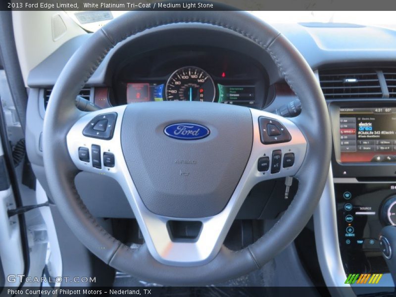 White Platinum Tri-Coat / Medium Light Stone 2013 Ford Edge Limited