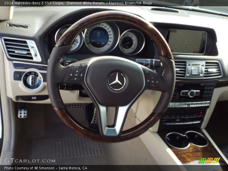 Diamond White Metallic / Espresso Brown/Silk Beige 2014 Mercedes-Benz E 550 Coupe