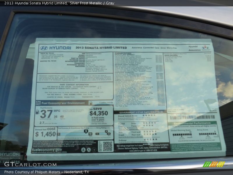 Silver Frost Metallic / Gray 2013 Hyundai Sonata Hybrid Limited