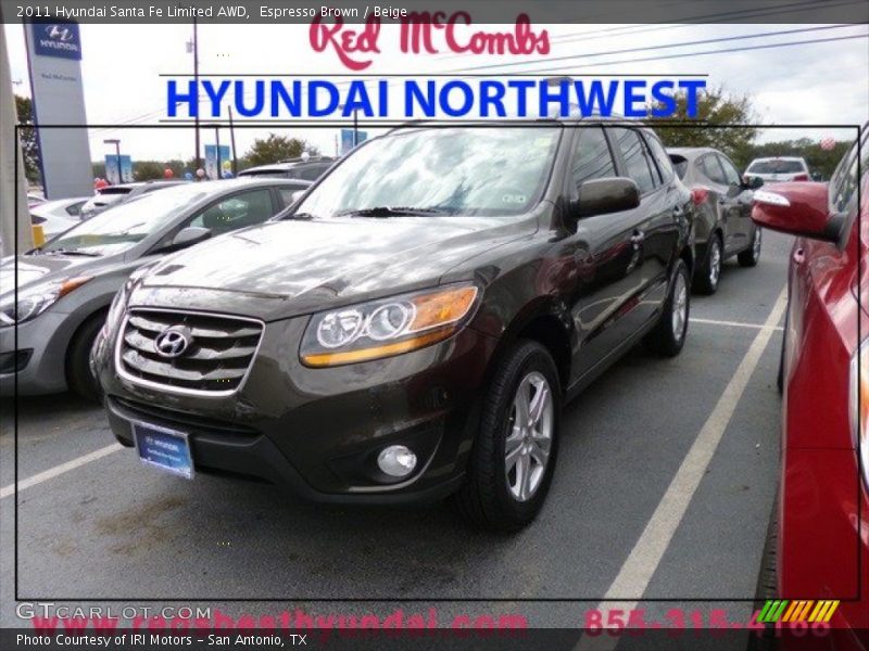 Espresso Brown / Beige 2011 Hyundai Santa Fe Limited AWD