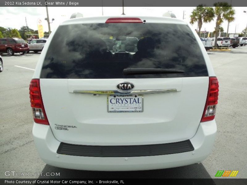 Clear White / Beige 2012 Kia Sedona LX