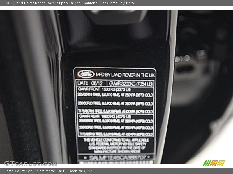 Santorini Black Metallic / Ivory 2012 Land Rover Range Rover Supercharged