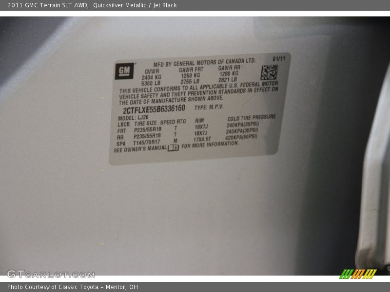 Quicksilver Metallic / Jet Black 2011 GMC Terrain SLT AWD
