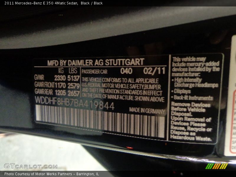 Black / Black 2011 Mercedes-Benz E 350 4Matic Sedan