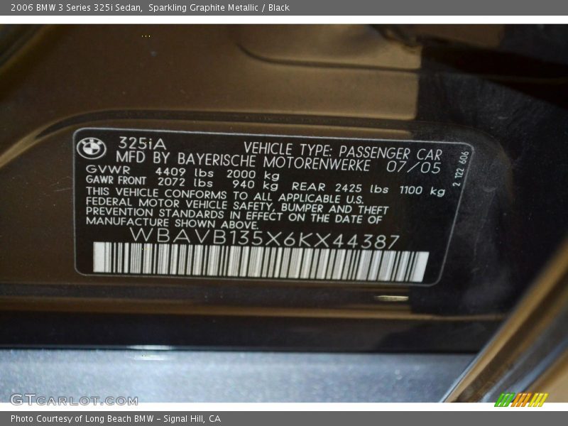 Sparkling Graphite Metallic / Black 2006 BMW 3 Series 325i Sedan