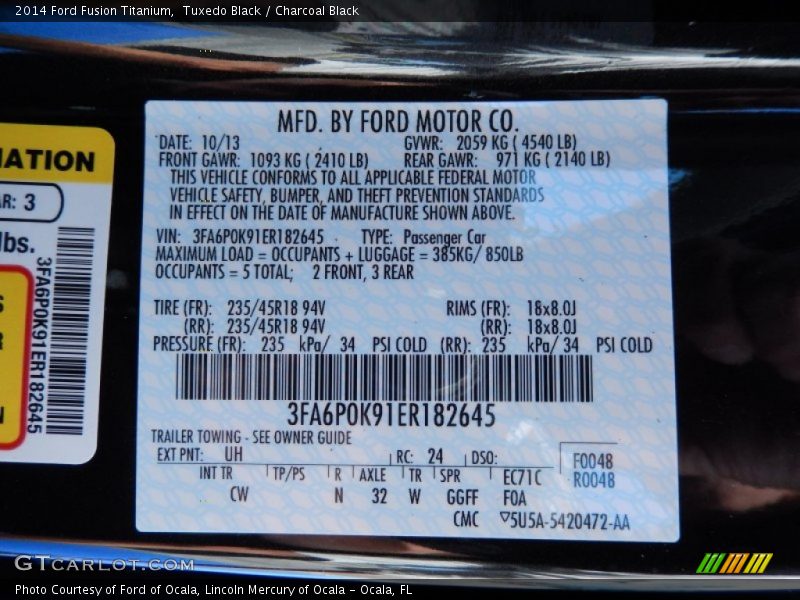 Tuxedo Black / Charcoal Black 2014 Ford Fusion Titanium