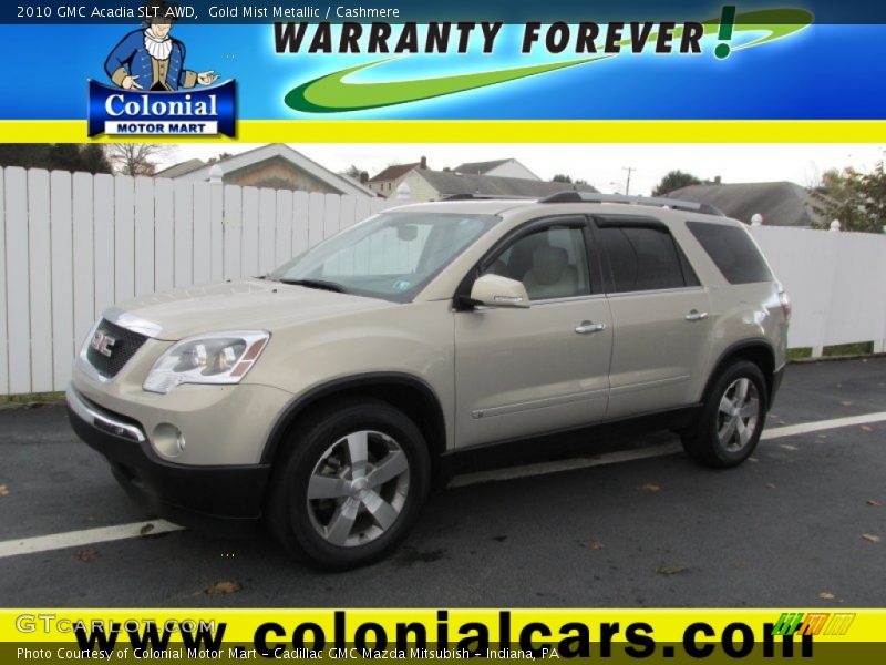 Gold Mist Metallic / Cashmere 2010 GMC Acadia SLT AWD