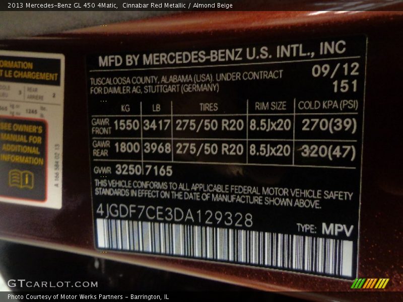 Cinnabar Red Metallic / Almond Beige 2013 Mercedes-Benz GL 450 4Matic