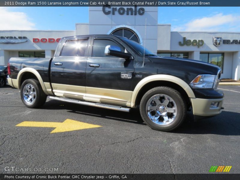 Brilliant Black Crystal Pearl / Dark Slate Gray/Russet Brown 2011 Dodge Ram 1500 Laramie Longhorn Crew Cab 4x4