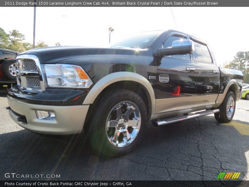 Brilliant Black Crystal Pearl / Dark Slate Gray/Russet Brown 2011 Dodge Ram 1500 Laramie Longhorn Crew Cab 4x4
