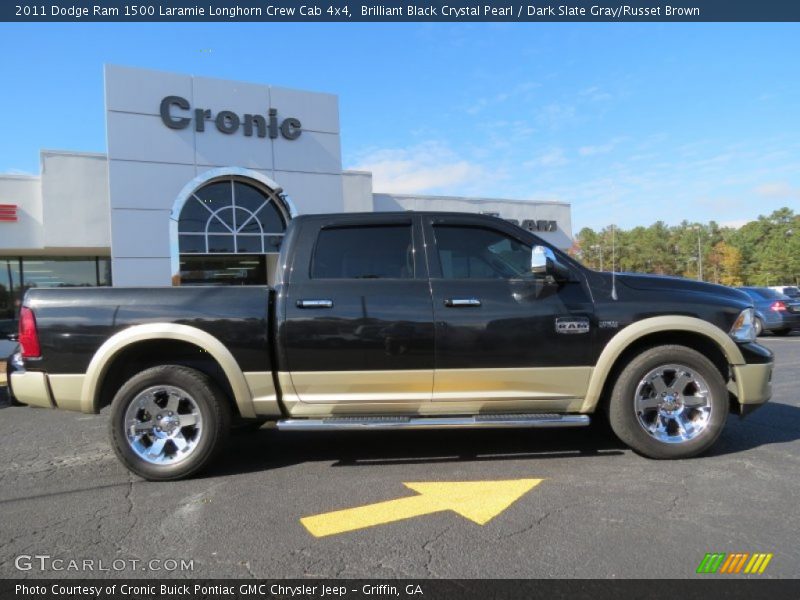 Brilliant Black Crystal Pearl / Dark Slate Gray/Russet Brown 2011 Dodge Ram 1500 Laramie Longhorn Crew Cab 4x4