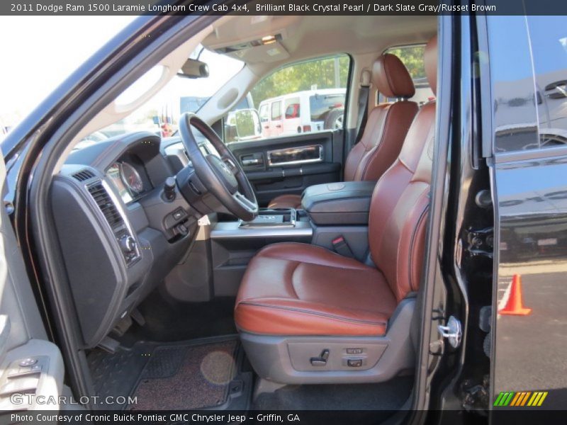Brilliant Black Crystal Pearl / Dark Slate Gray/Russet Brown 2011 Dodge Ram 1500 Laramie Longhorn Crew Cab 4x4