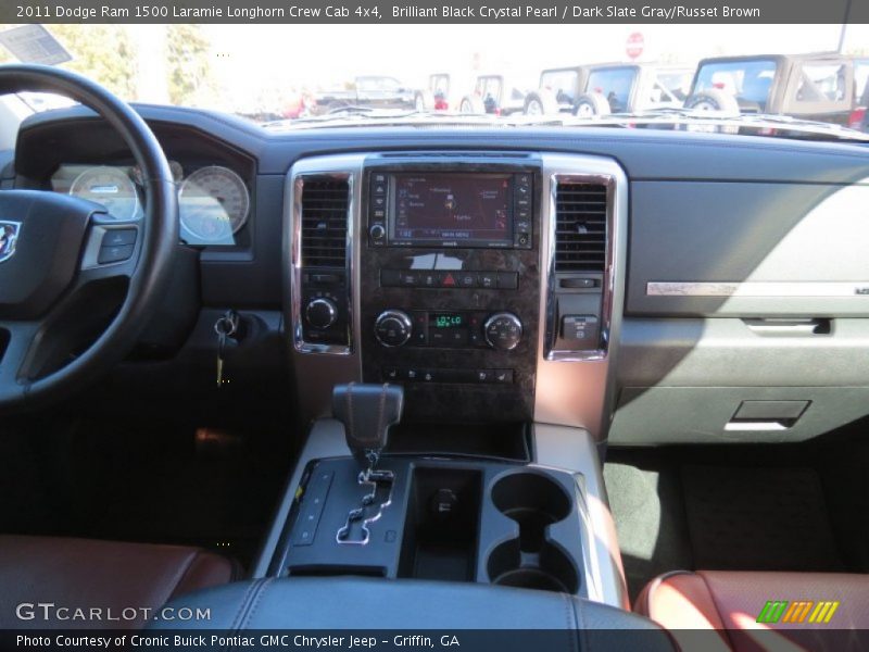 Brilliant Black Crystal Pearl / Dark Slate Gray/Russet Brown 2011 Dodge Ram 1500 Laramie Longhorn Crew Cab 4x4