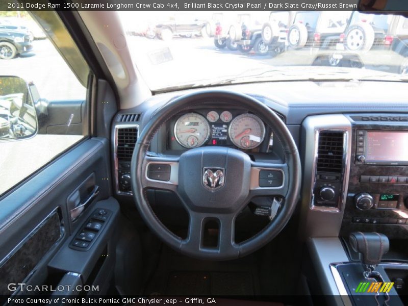 Brilliant Black Crystal Pearl / Dark Slate Gray/Russet Brown 2011 Dodge Ram 1500 Laramie Longhorn Crew Cab 4x4