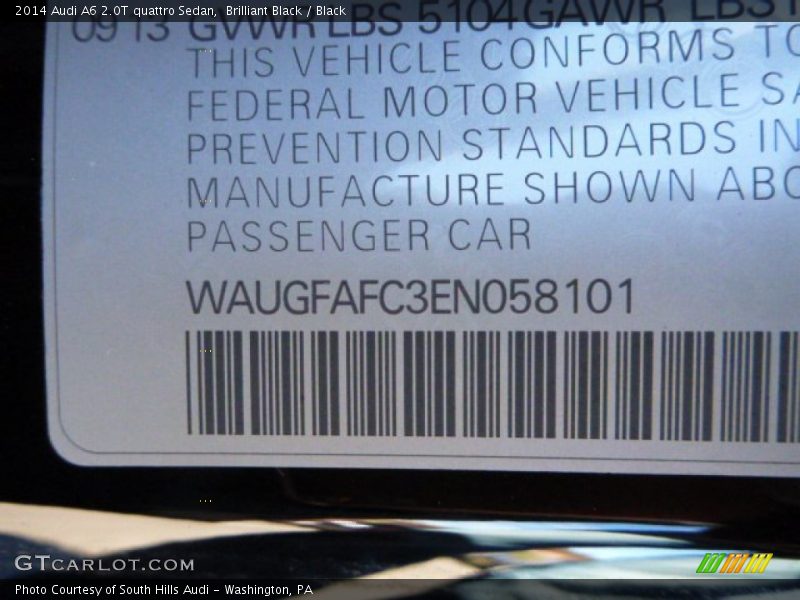 Brilliant Black / Black 2014 Audi A6 2.0T quattro Sedan