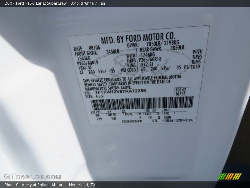 Oxford White / Tan 2007 Ford F150 Lariat SuperCrew