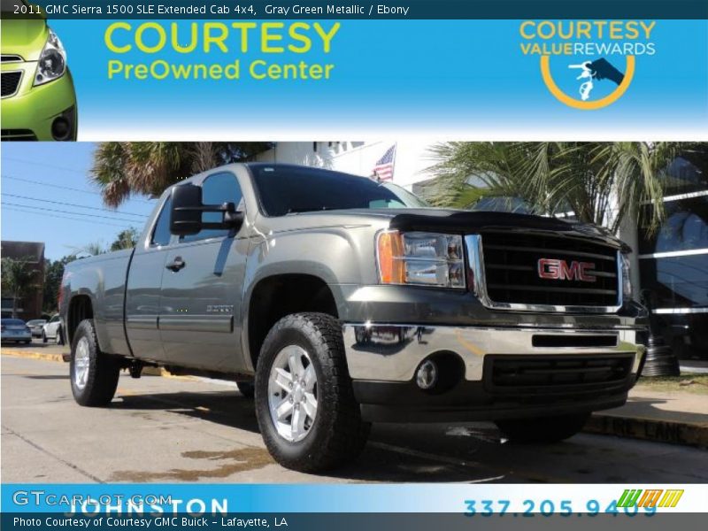 Gray Green Metallic / Ebony 2011 GMC Sierra 1500 SLE Extended Cab 4x4