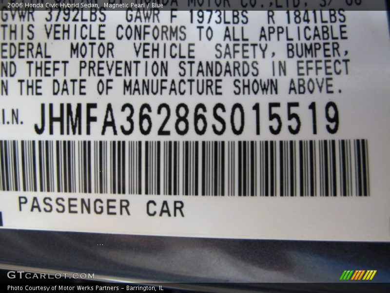 Magnetic Pearl / Blue 2006 Honda Civic Hybrid Sedan