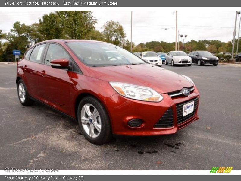 Ruby Red / Medium Light Stone 2014 Ford Focus SE Hatchback