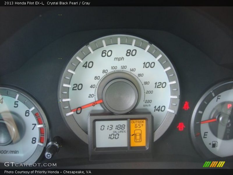 Crystal Black Pearl / Gray 2013 Honda Pilot EX-L