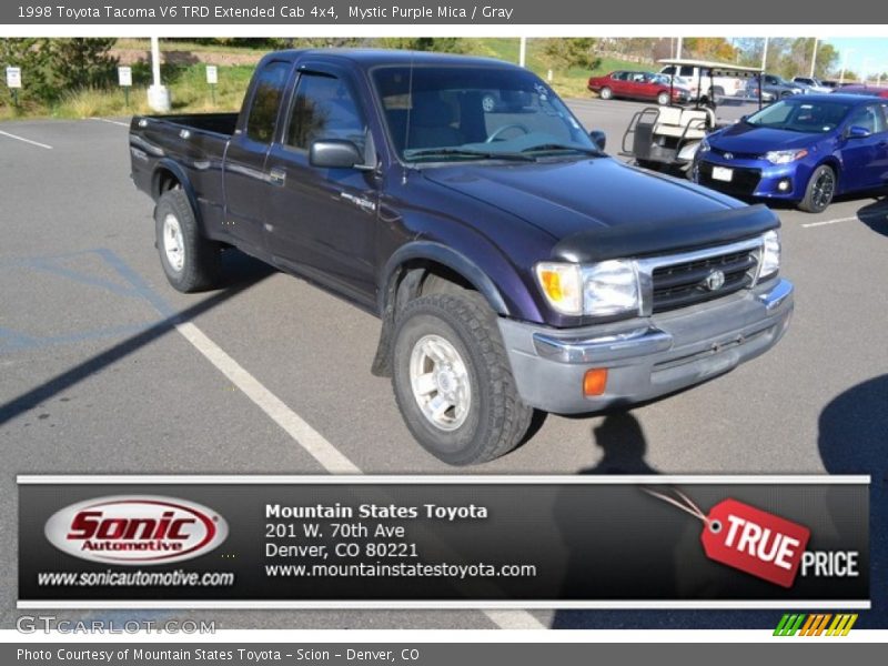 Mystic Purple Mica / Gray 1998 Toyota Tacoma V6 TRD Extended Cab 4x4