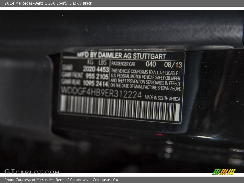 Black / Black 2014 Mercedes-Benz C 250 Sport