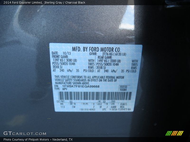 Sterling Gray / Charcoal Black 2014 Ford Explorer Limited