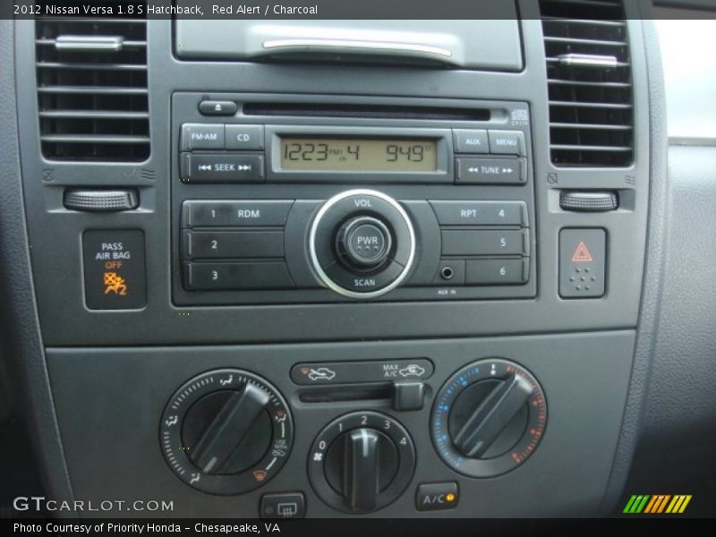 Red Alert / Charcoal 2012 Nissan Versa 1.8 S Hatchback