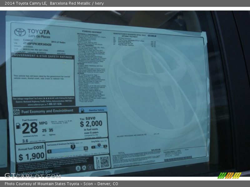 Barcelona Red Metallic / Ivory 2014 Toyota Camry LE