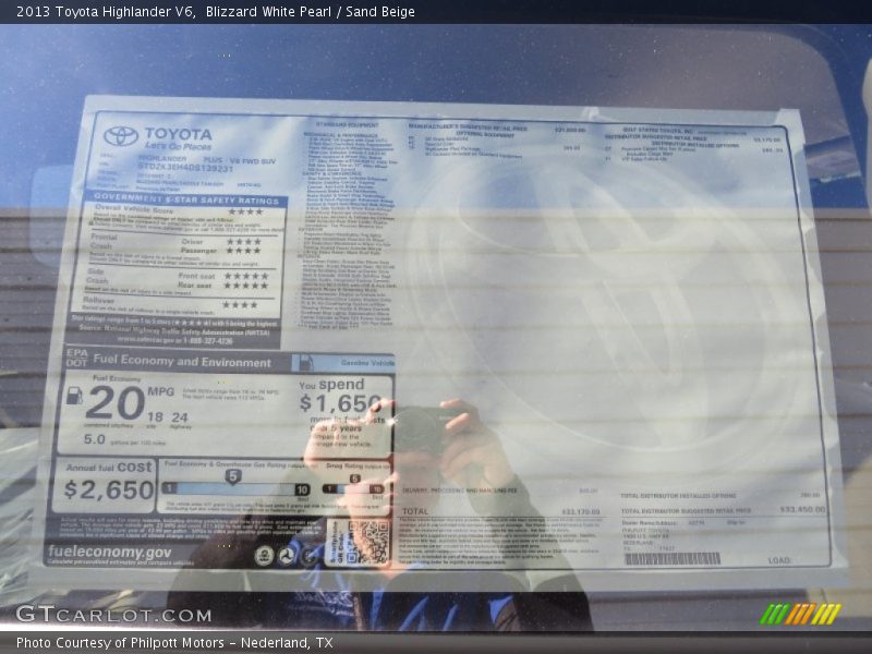 Blizzard White Pearl / Sand Beige 2013 Toyota Highlander V6