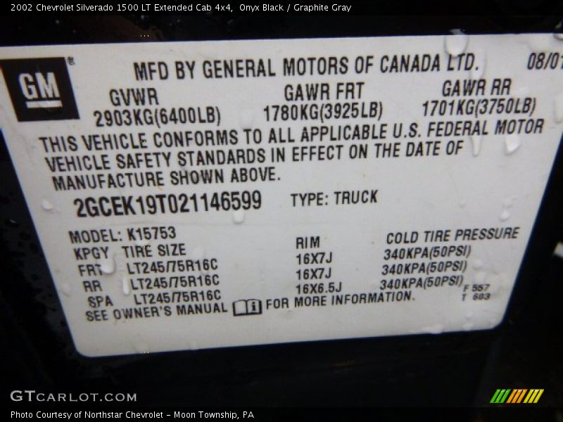 Onyx Black / Graphite Gray 2002 Chevrolet Silverado 1500 LT Extended Cab 4x4