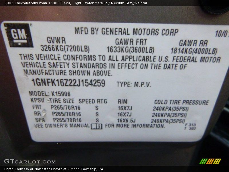 Light Pewter Metallic / Medium Gray/Neutral 2002 Chevrolet Suburban 1500 LT 4x4